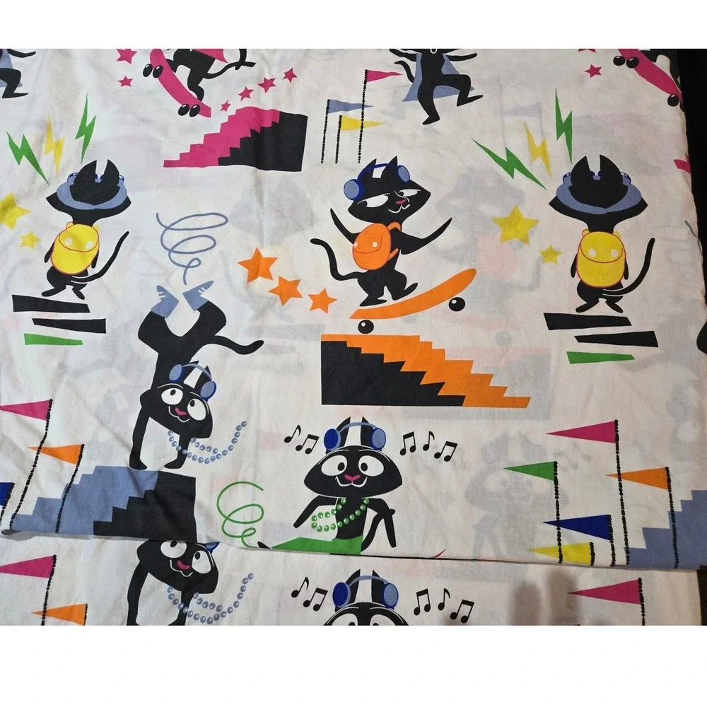 Unbranded‎ Cartoon Skater Cat Twin Duvet Cover Multicolor Retro 90s Style Good